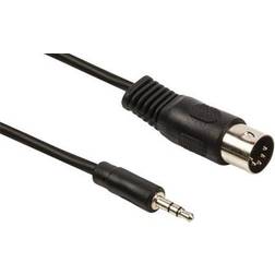AUX kabel 3,5 mm. MiniJack han -> DIN han, sort, 1.50 1.5m